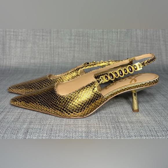Sam Edelman Baker Slingback Heels Gold Size 9.5 - Picture 4 of 7